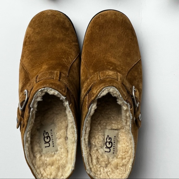 Ugg Australia Lila Chestnut Suede Shearling Mules/Clogs - Picture 8 of 9